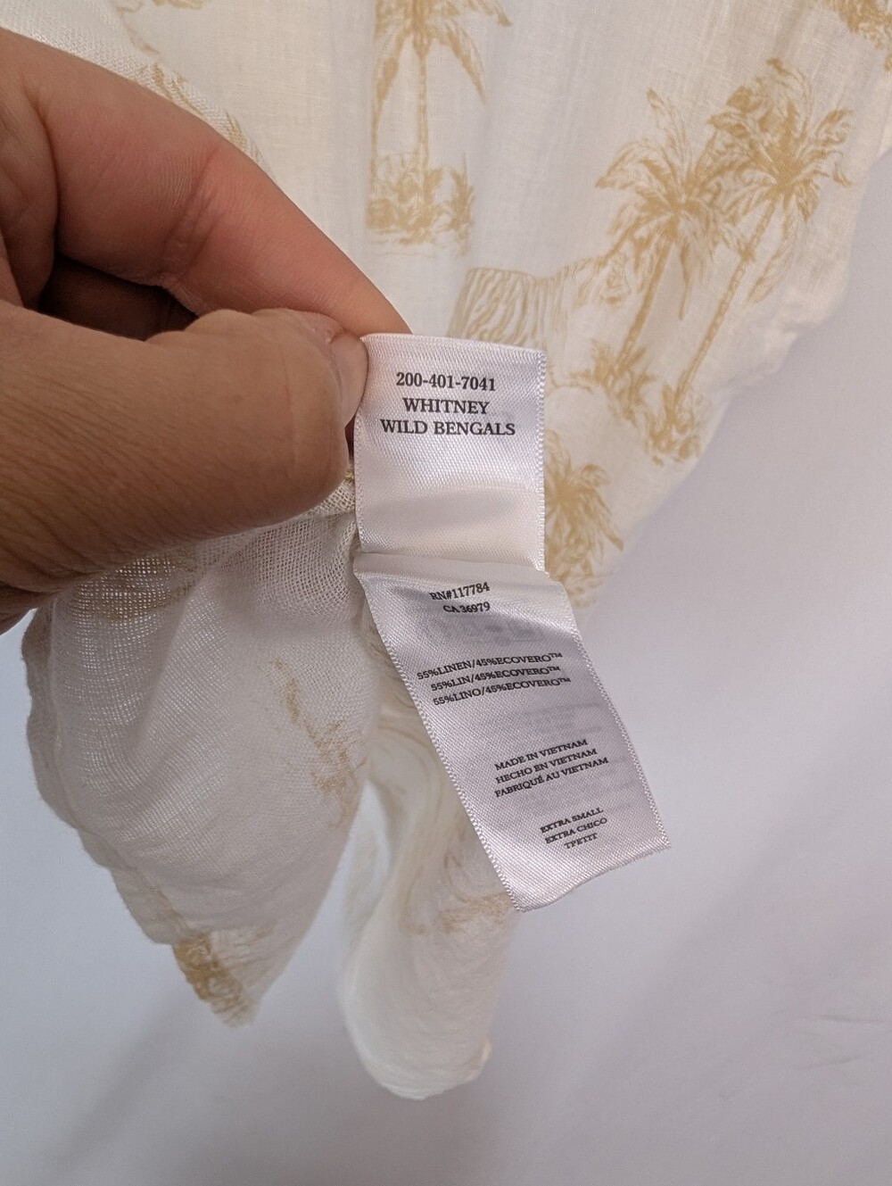 Rails Whitney Linen Shirt Palm Tree Wild Bengal Tigers - Picture 7 of 7
